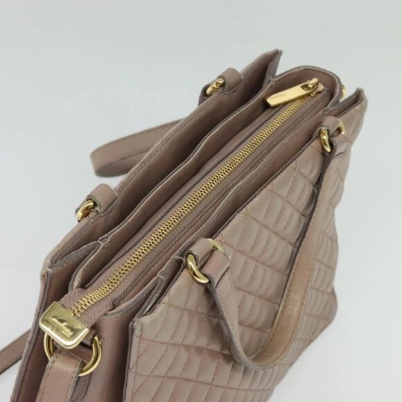 Salvatore Ferragamo Vala Shoulder Bag Leather Pink Gold Auth - Picture 7 of 16